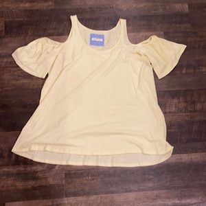 Pure + Good Pale Yellow Cold Shoulder Top